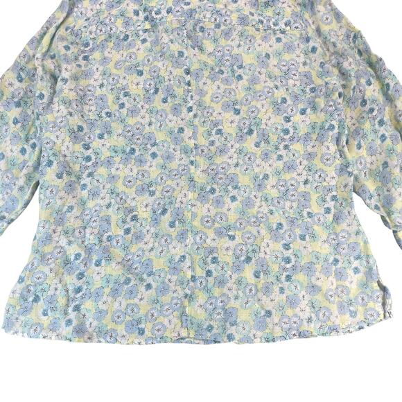 Liz Claiborne Floral 100% Linen Button Up Shirt Womens Sz L Feminine Bloomcore - Picture 8 of 13